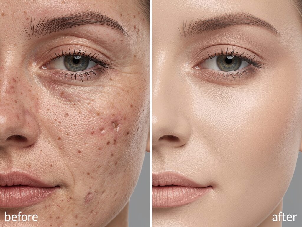 Before and after skin quality comparison from GHKCu copper peptide use