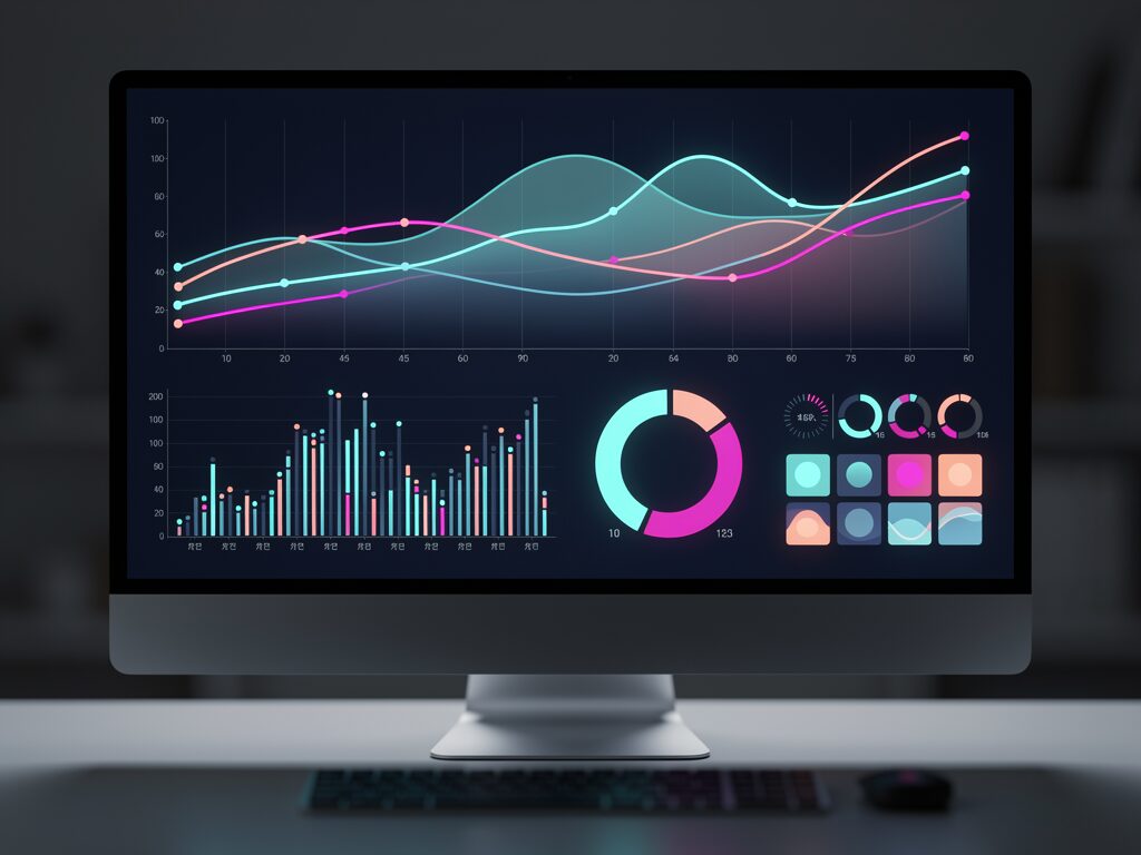Biomarker dashboard on a computer screen tracking health metrics over time