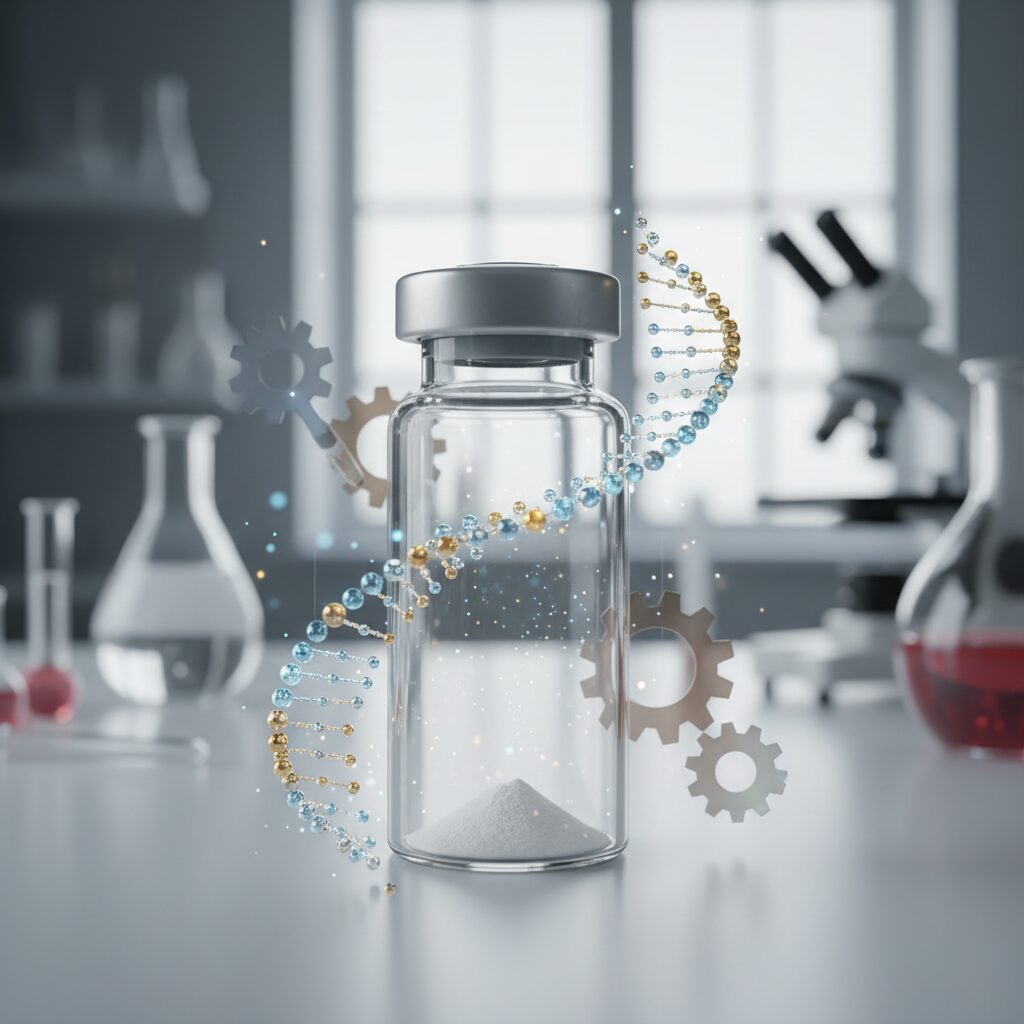 Epitalon peptide vial researched for telomere lengthening and antiaging